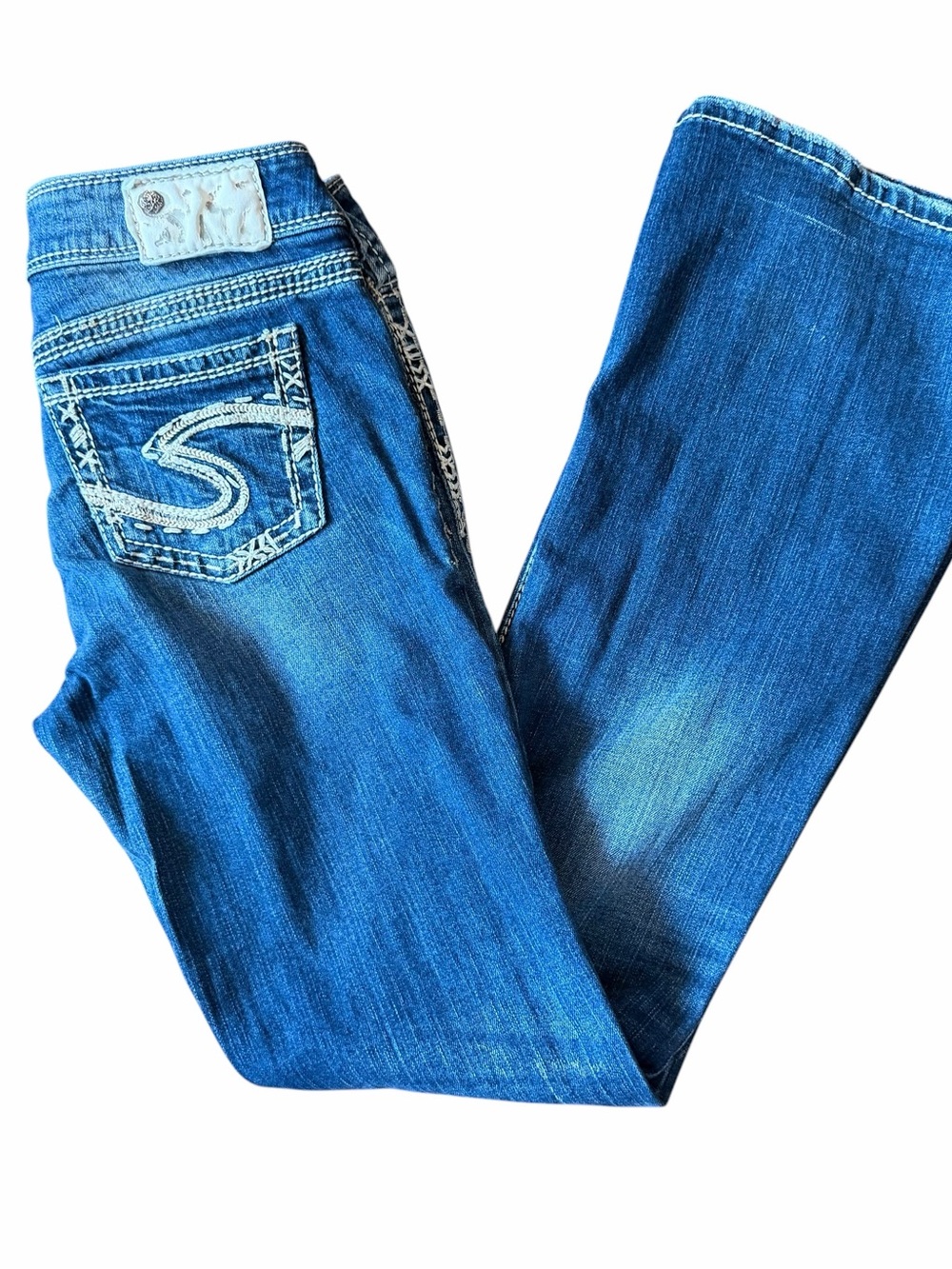 Silver Jeans Suki Women’s Size 29x33 Bootcut Medium Wash Mid Rise Thick Stitch - Picture 13 of 13